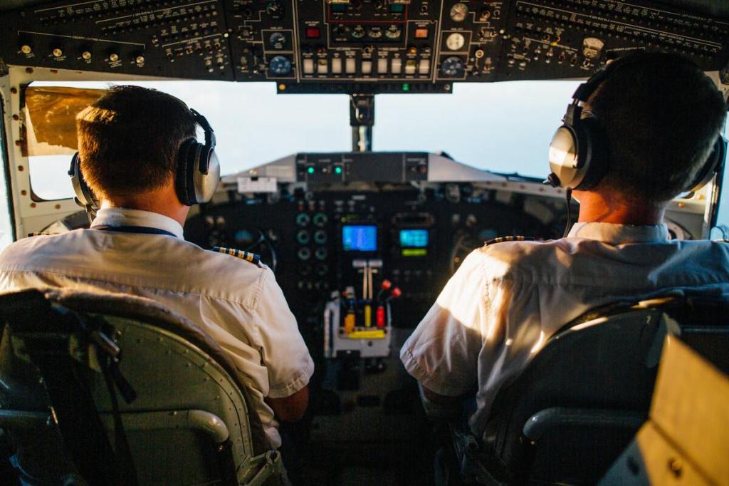 Pilots in the cockpit