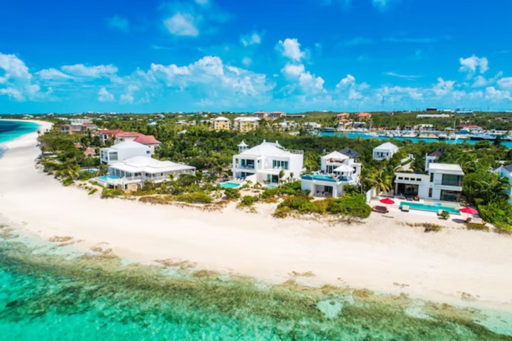 Aerial view of luxury villas listed in Turks and Caicos