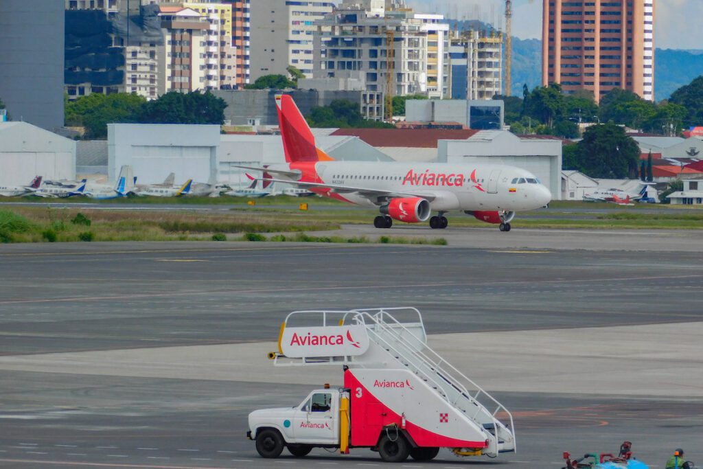 An Avianca aircraft taxis in Guatemala City