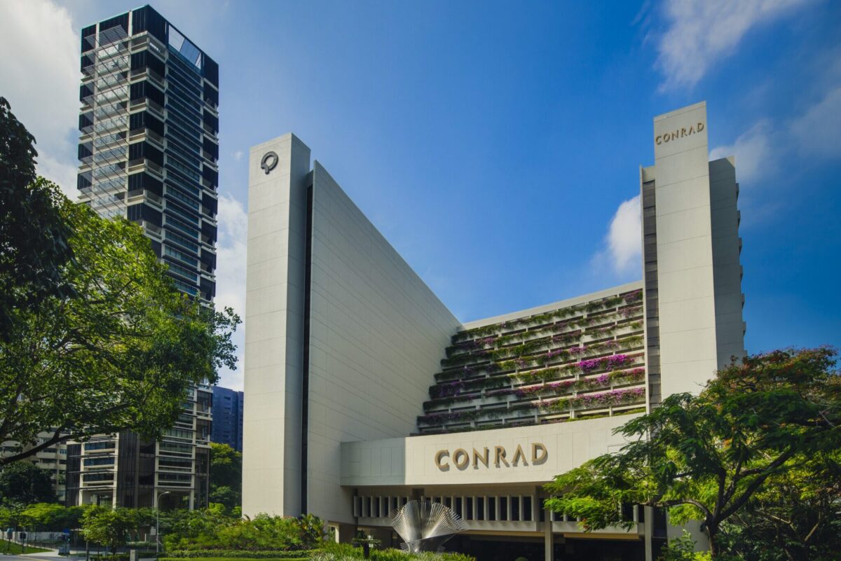 The facade of Conrad Singapore Orchard Hotel.