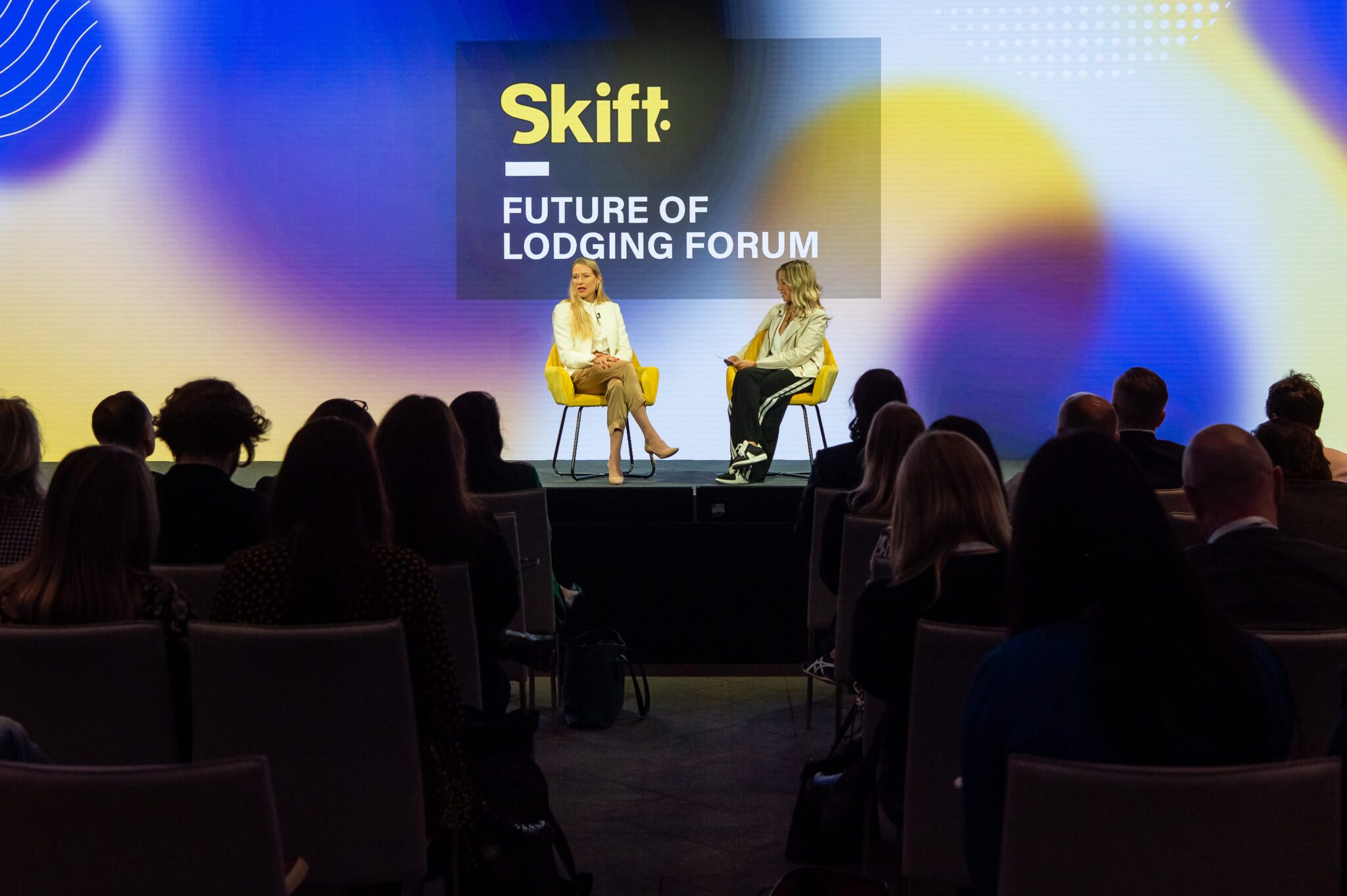 Katerina Giannouka, Jumeirah Group CEO, in conversation with Carolyn Kremins, Skift President, in London this week. 