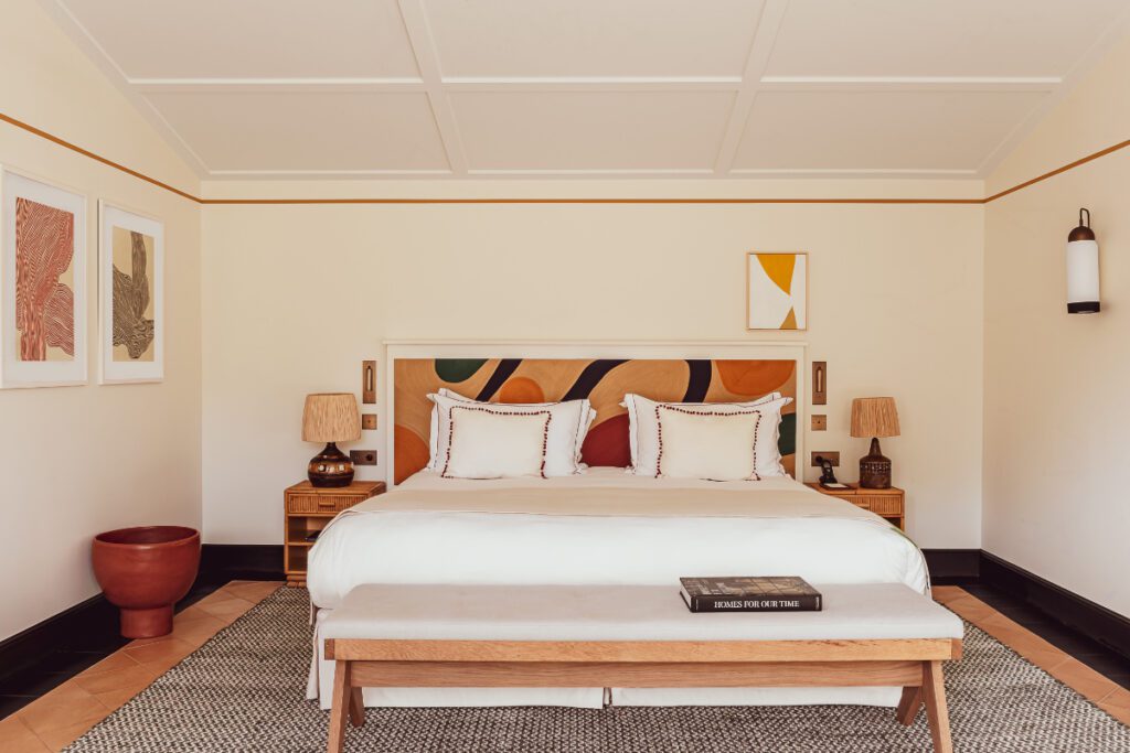 At the Maison Pariente hotel in Saint-Tropez’s Lou Pinet, the headboards of beds harken to the look of Spanish artist Miro. Source: Maison Pariente.