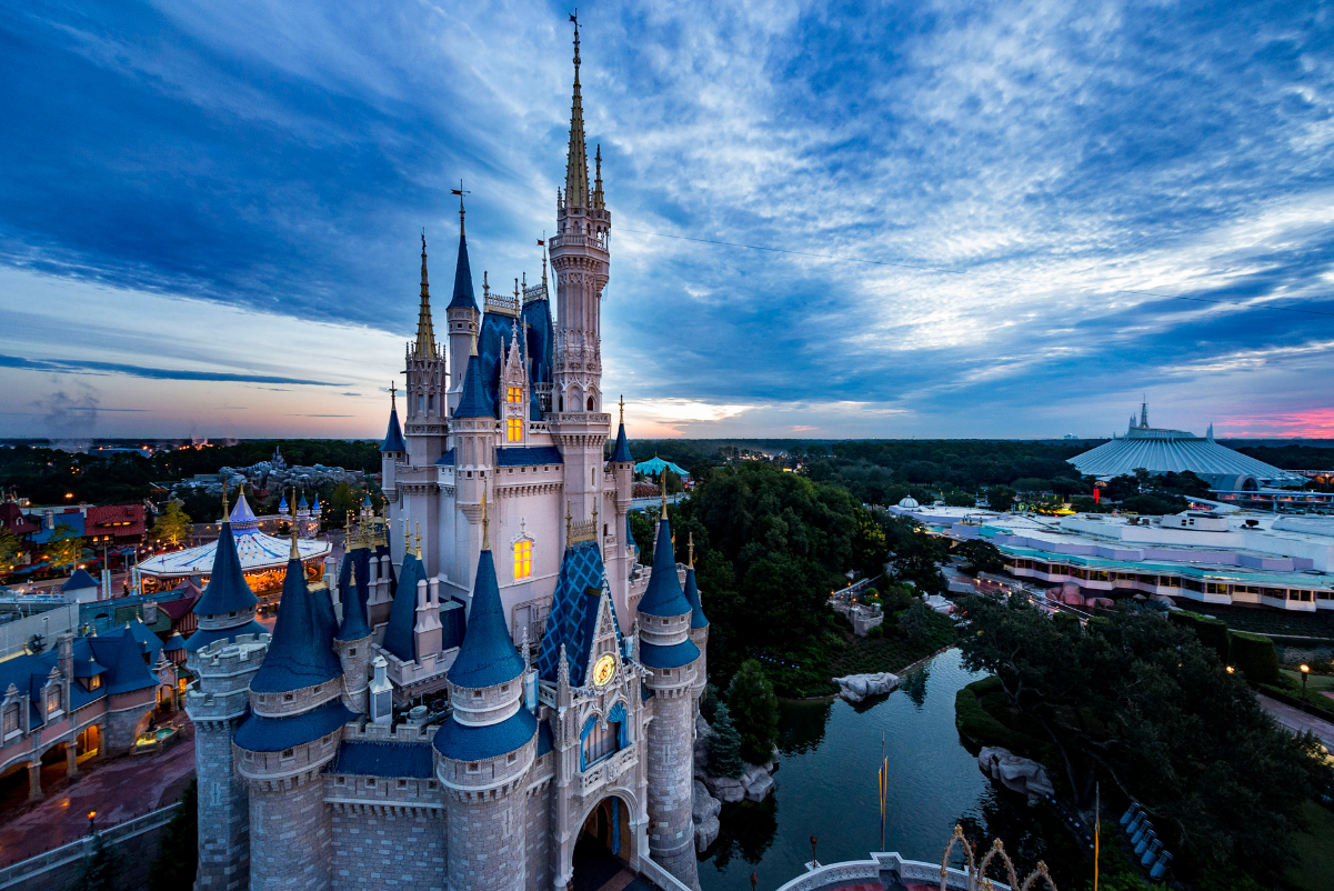 A view of the central castle attraction at the Walt Disney Magic Kingdom theme park in Florida. Image by Mark Ashman. Source: Walt Disney.