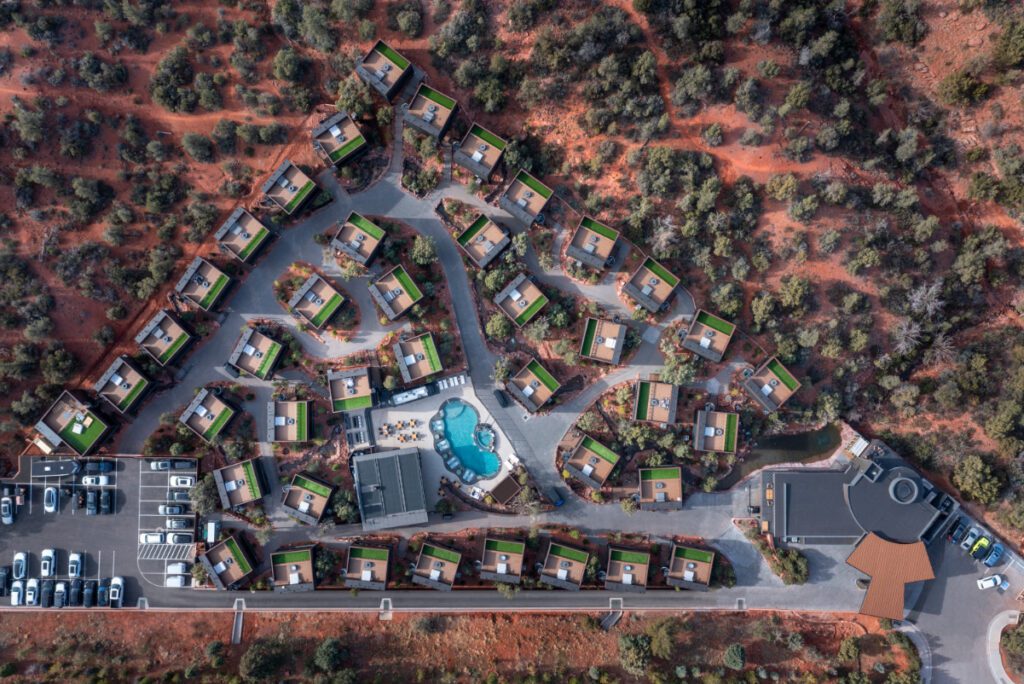 Drone Overhead ambiente sedona hotel photo by Jeff Zaruba