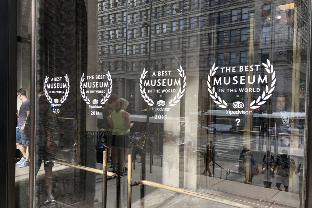 Tripadvisor decals on museum doors