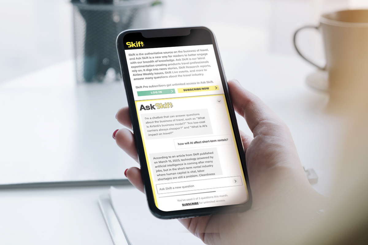 Ask Skift chatbot on a mobile smartphone