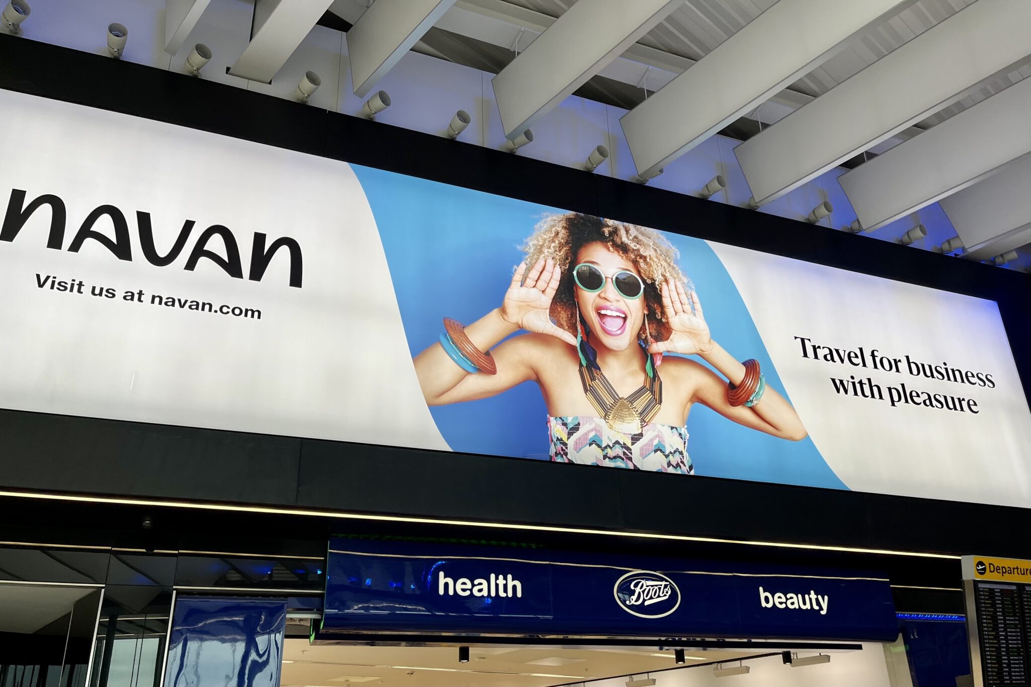 A Navan advertisement at Heathrow Airport outside of London. 