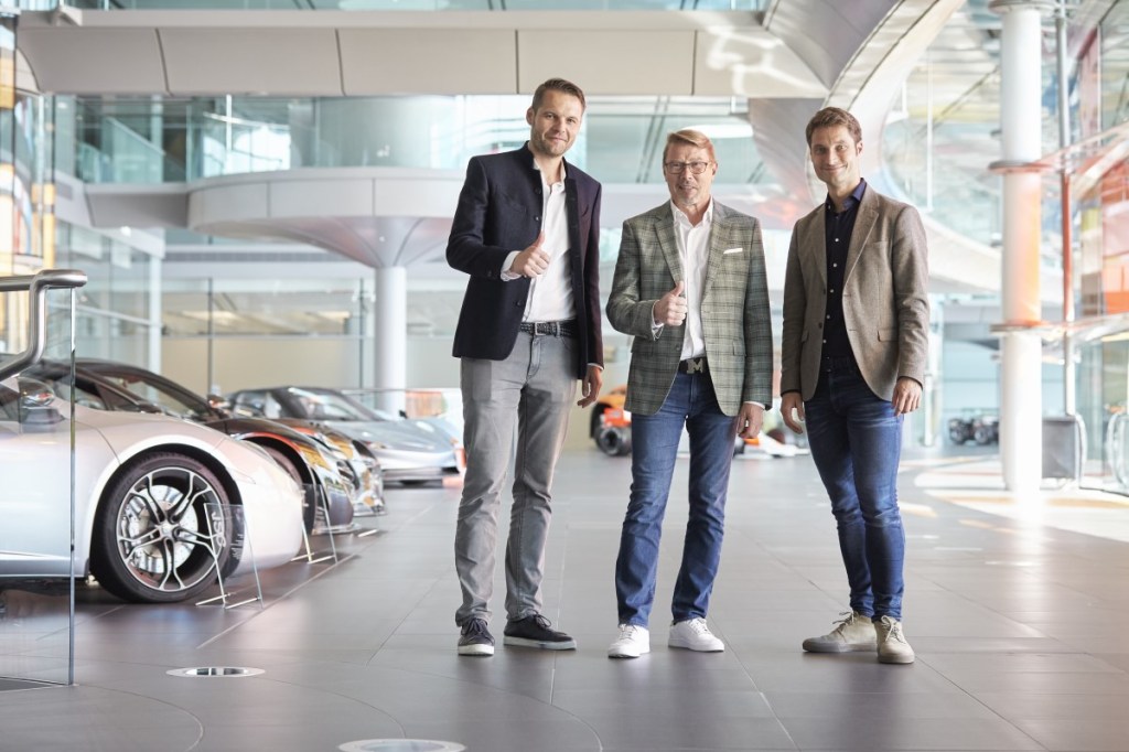 Jean-Gabriel Duveau, VP of Brand at GetYourGuide; Mika Häkkinen, F1 champion; Johannes Reck, CEO and co-founder at GetYourGuide.