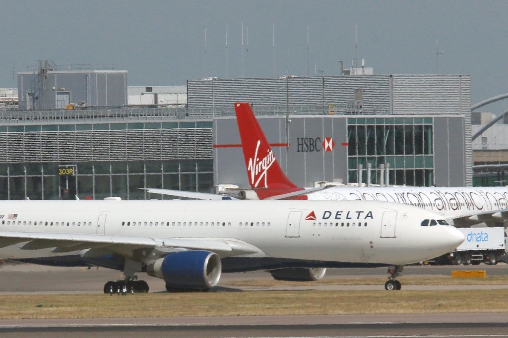 Delta and Virgin Atlantic Planes at London Heathrow