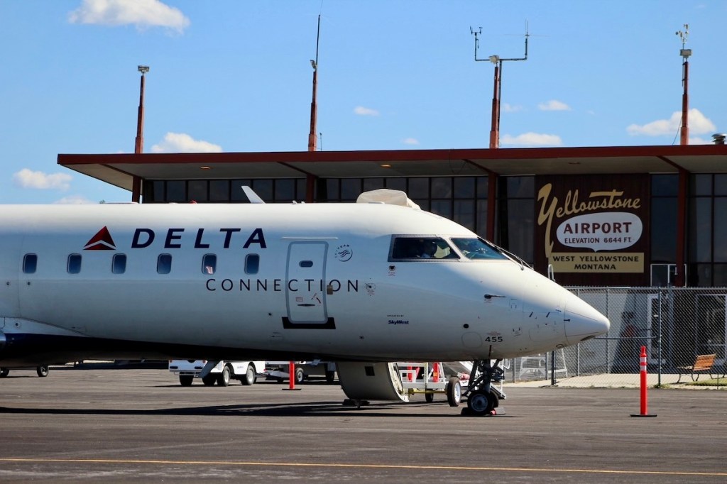 A SkyWest Delta Connection plane at West Yellowstone