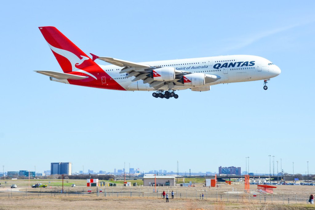 A Qantas A380 lands