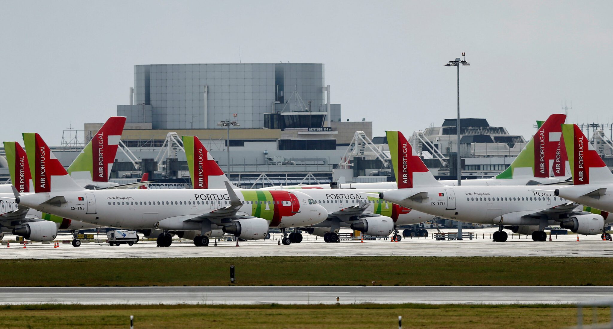 TAP planes on the tarmac in Lisbon, Portugal. 
