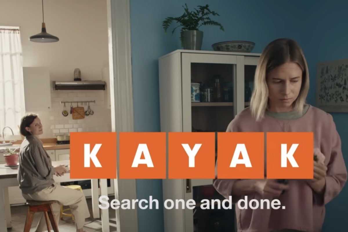 A screen grab from Kayak's Sorry, Winston commercial. Source: Kayak