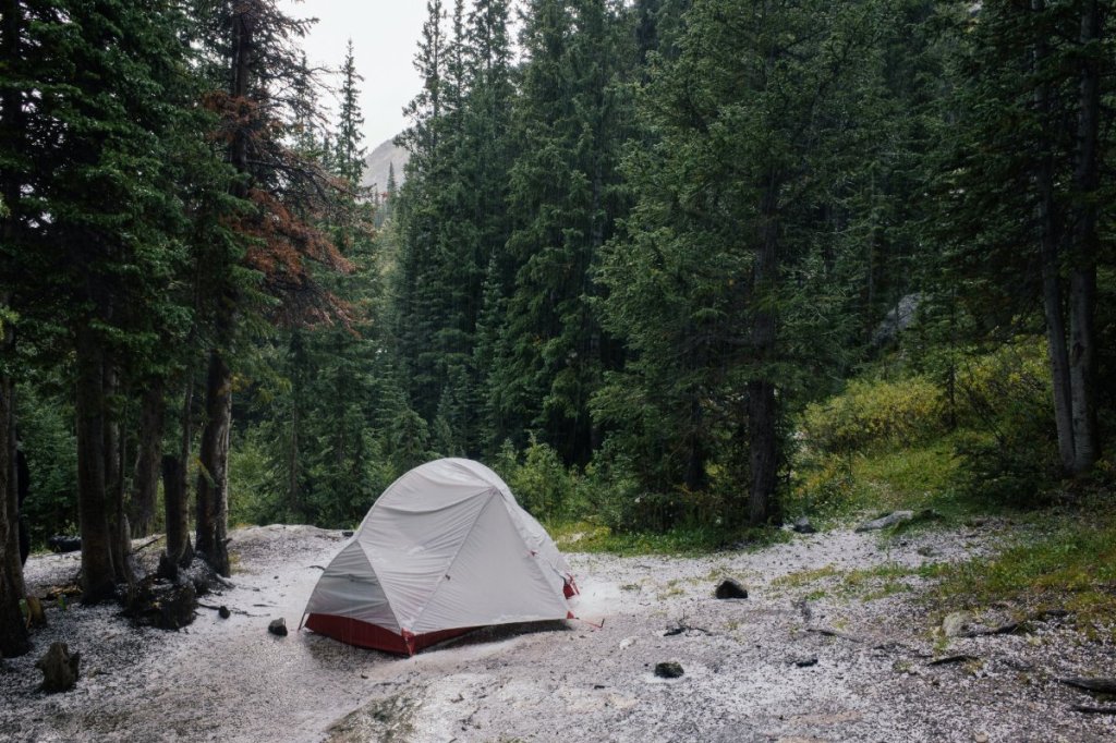 Tent in a hail storm