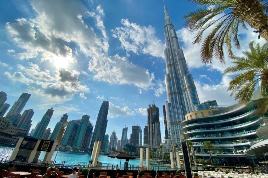 Dubai Mall and the Burj Khalifa.