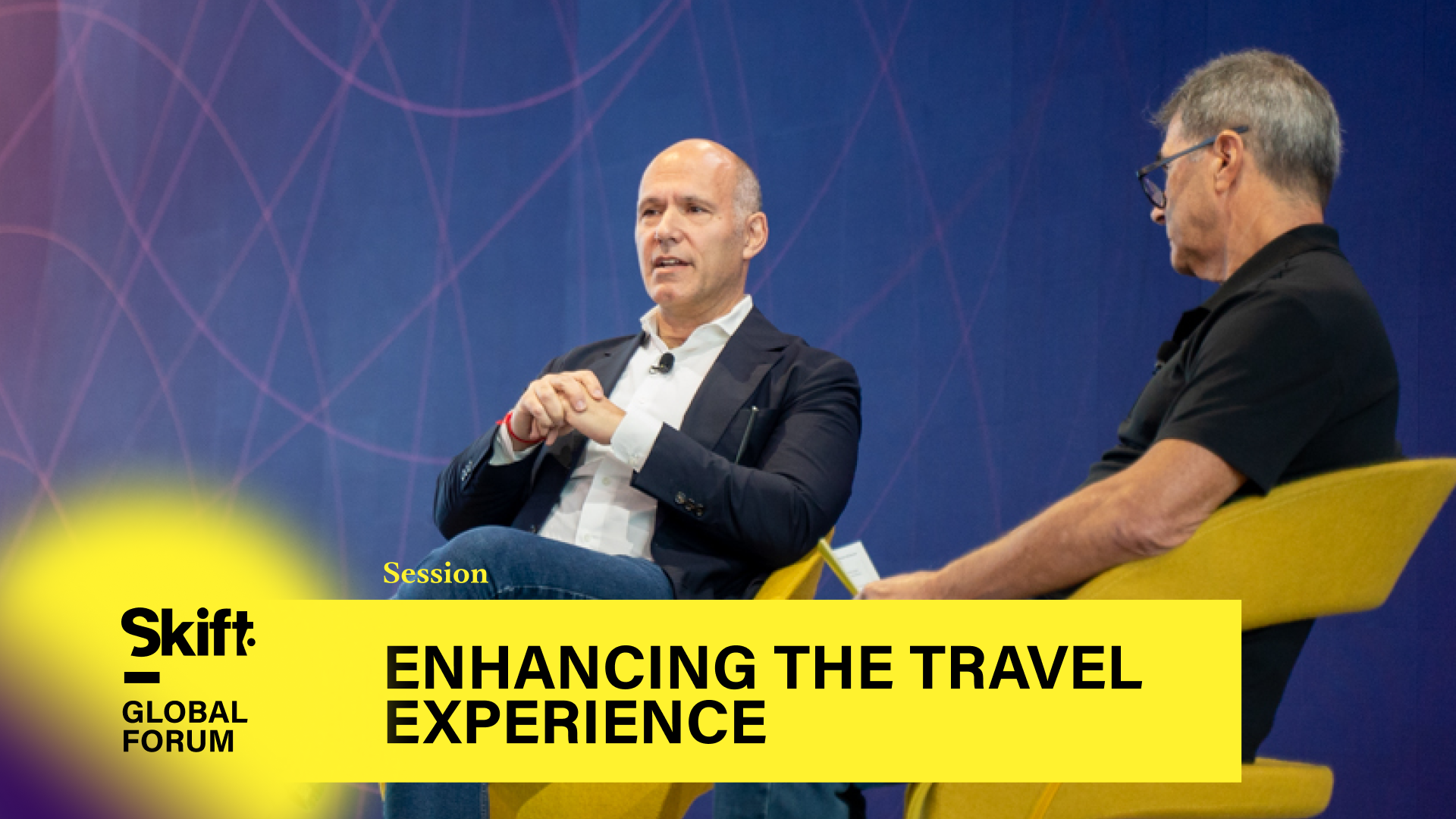 Expedia Group CEO Peter Kern in discussion with Executive Editor Dennis Schaal at the Skift Global Forum in New York City.