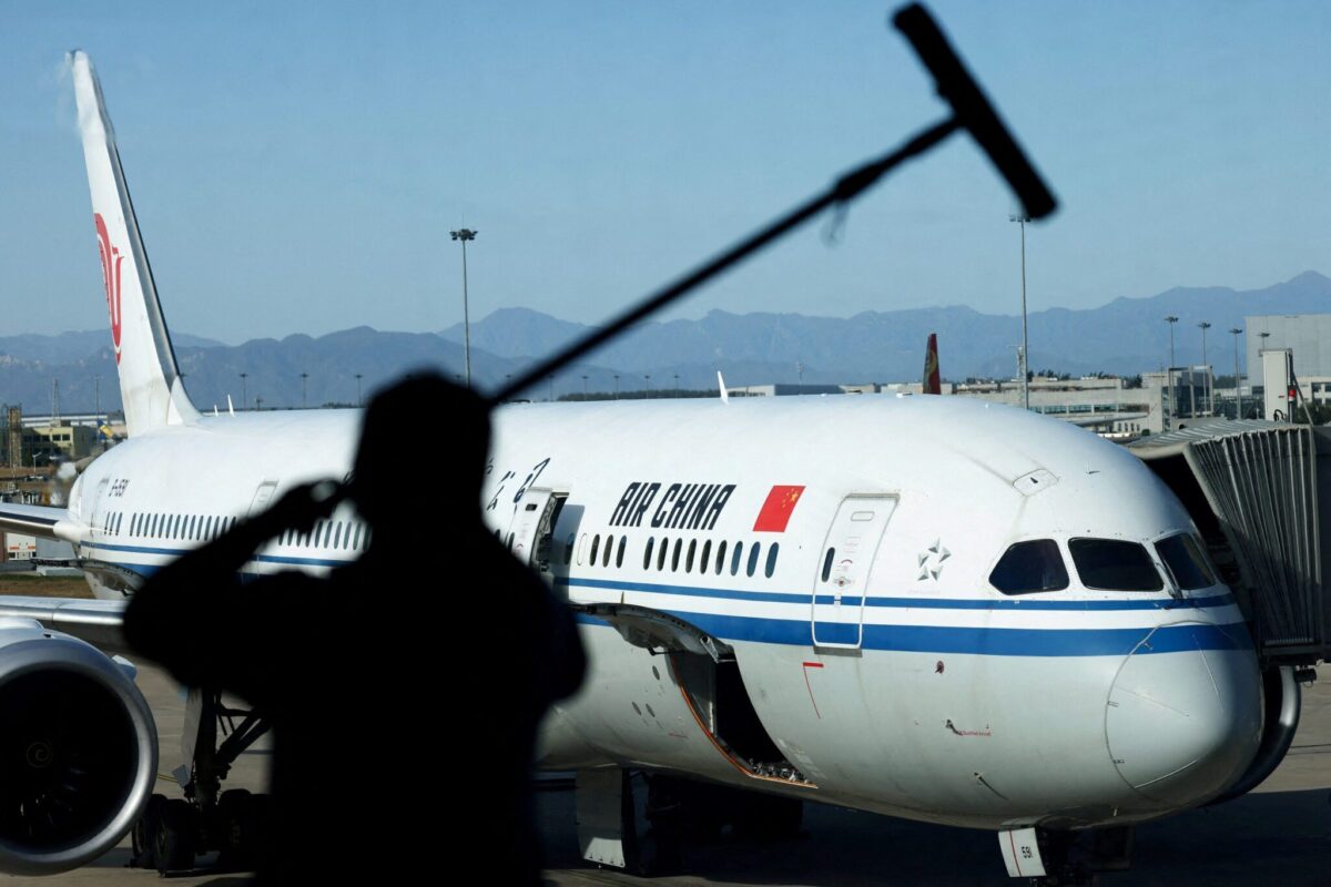 An Air China plane is seen at the international airport in Beijing.