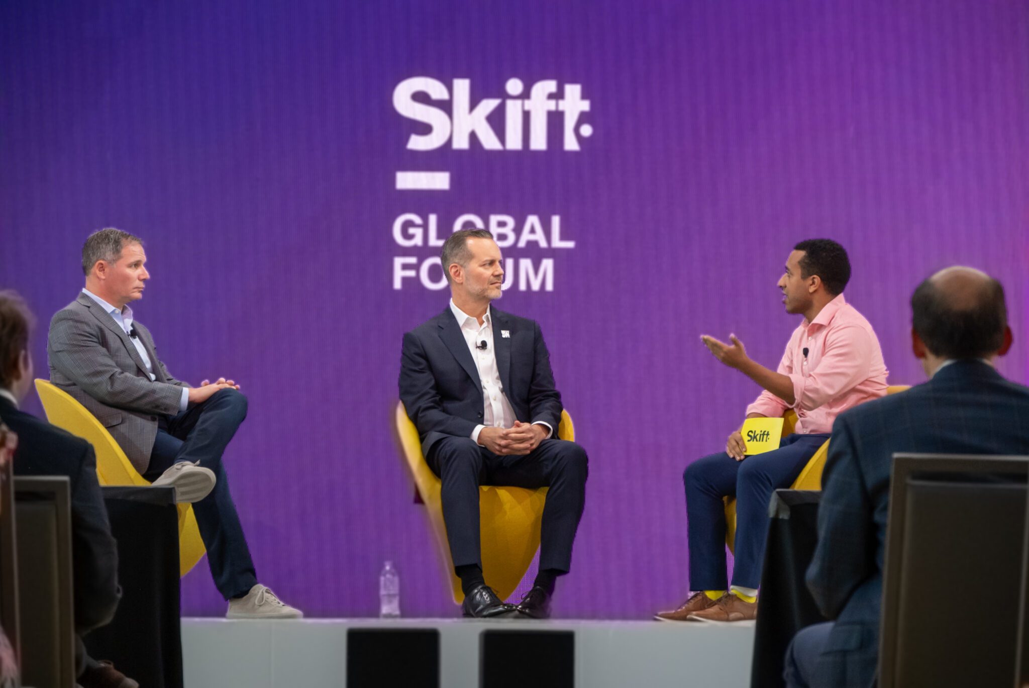 U.S. Travel Association CEO and President Geoff Freeman, NYC Tourism + Conventions CEO and President Fred Dixon and Skift Global Tourism Reporter Dawit Habtemariam