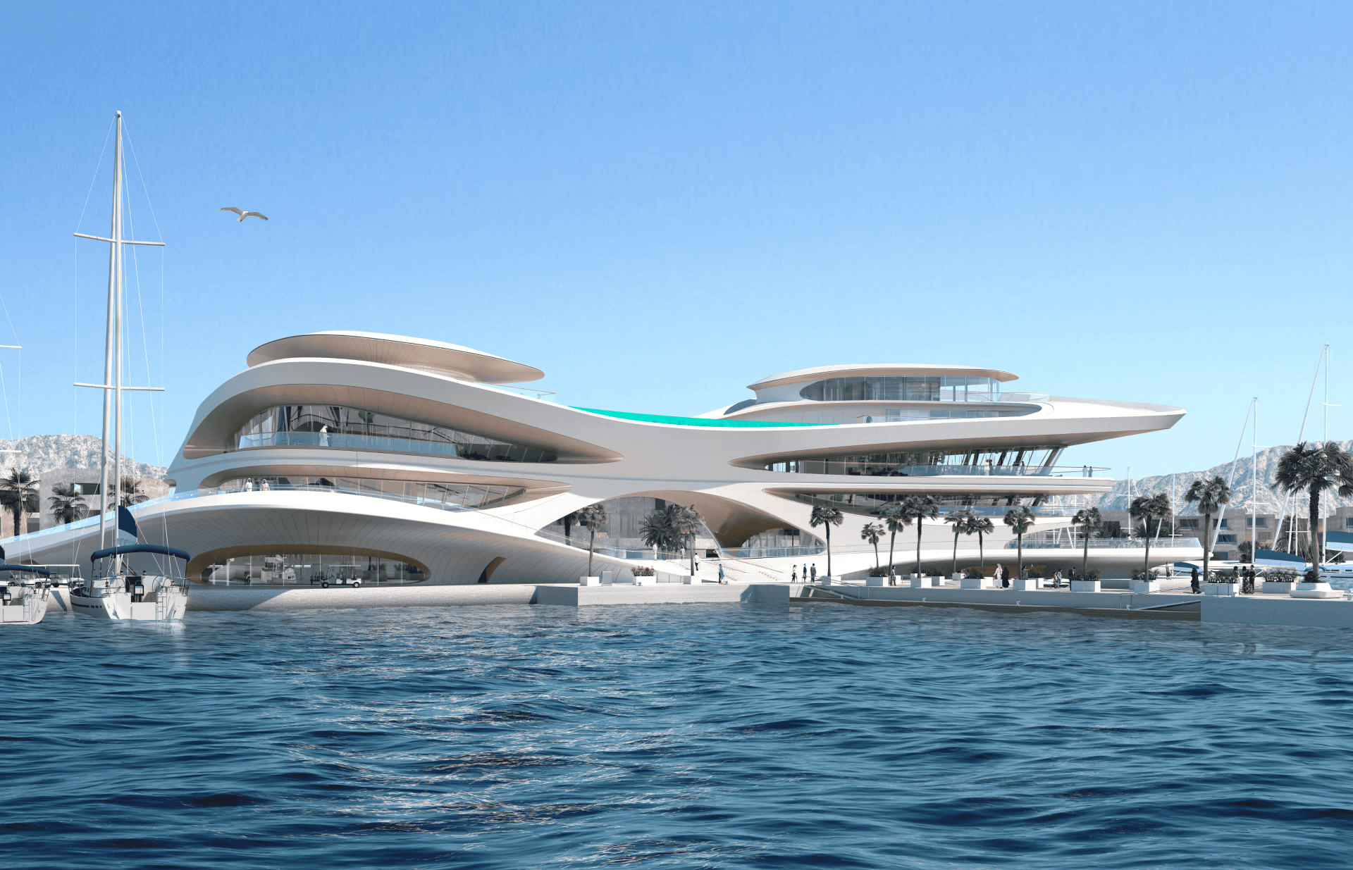 A rendering of the yacht club in Amaala. Supplied.