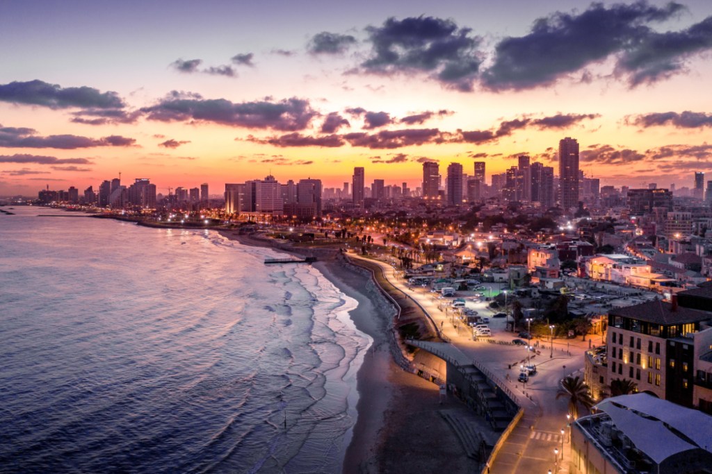 Tel Aviv, Ramat Gan, Givatayim aerial view in Israel