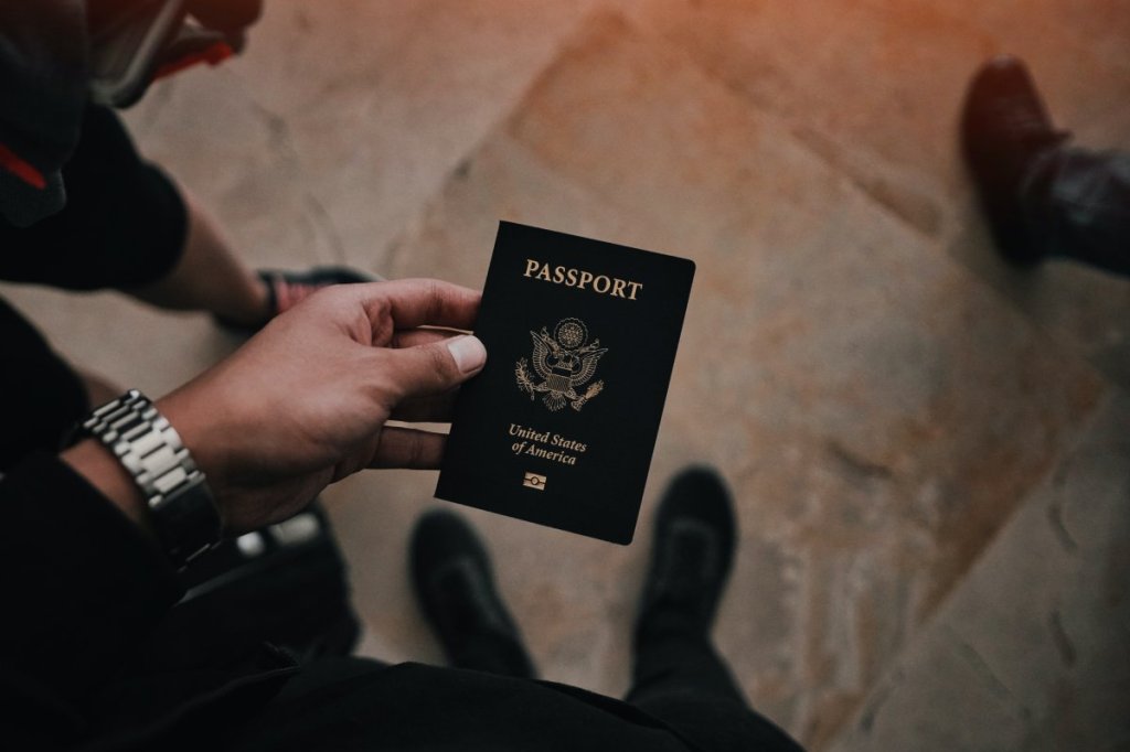 Man holding passport