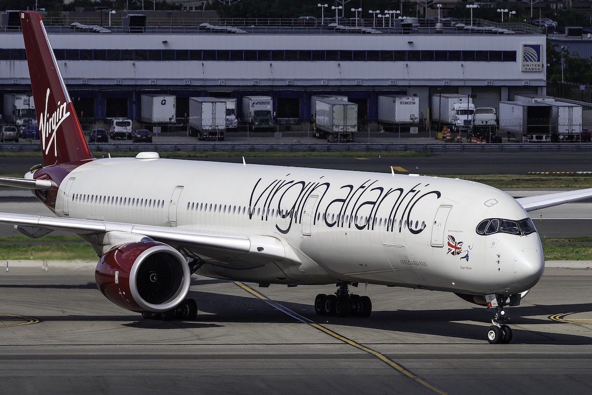 A Virgin Atlantic plane taxis at New York's JFK airport.