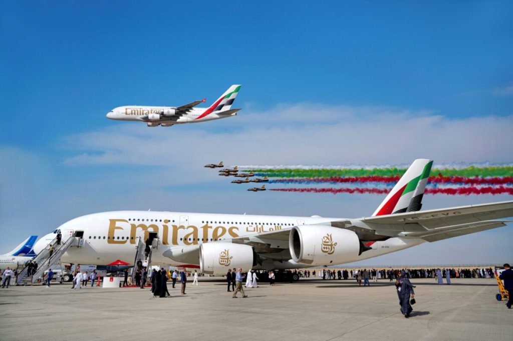 Emirates aircraft Dubai Airshow 2023