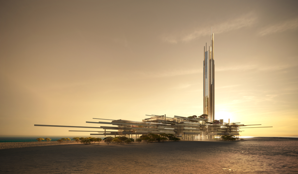 A rendering of Epicon, the latest space-age hotel announced by Neom. Supplied.