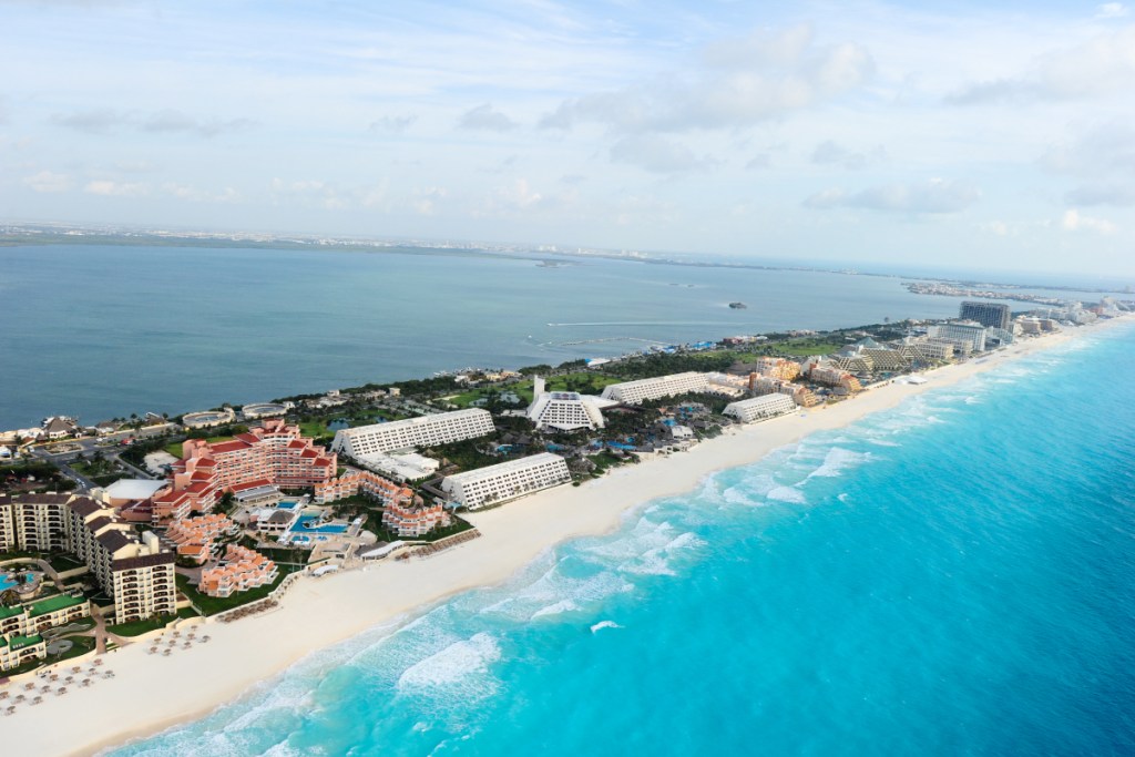 cancun beachfront aerial view source Consejo de Promoción Turística de Quintana Roo