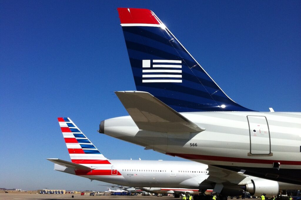 American and US Airways tails