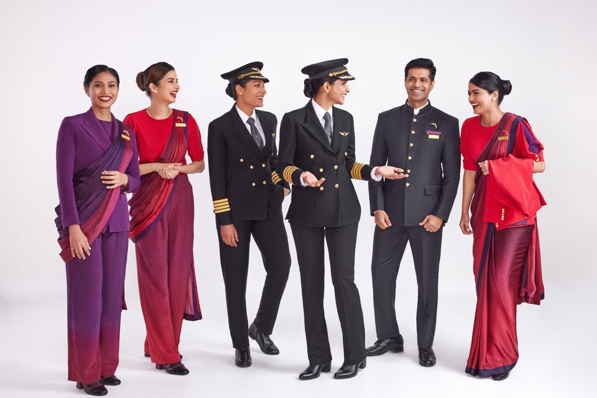 A look at Air India's new cabin crew and pilot uniforms.