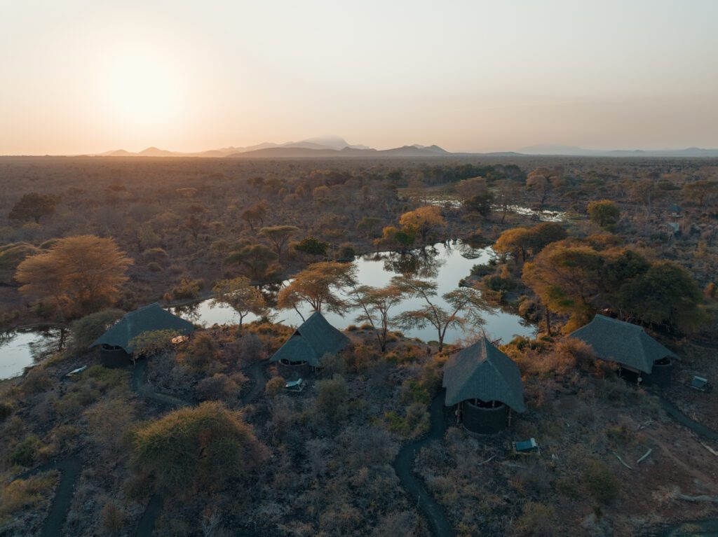 Una vista del campamento de Finch Hattons en Kenia.