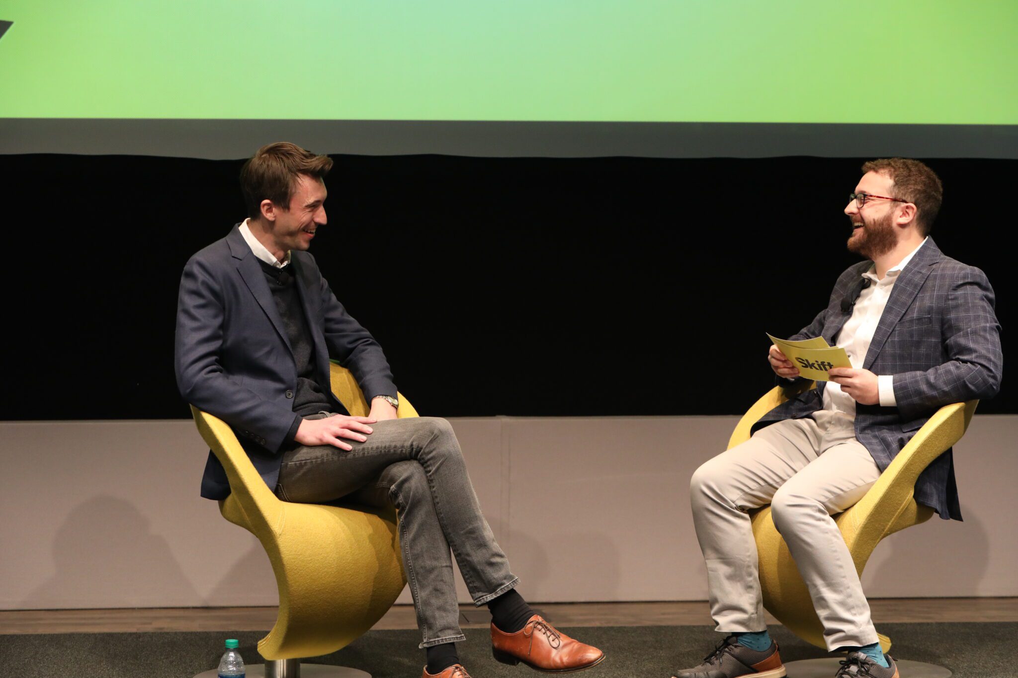 Viator President Ben Drew (left) and Skift head of Research Seth Borko (right) at Skift's 2024 Megatrends in New York. Source: Skift