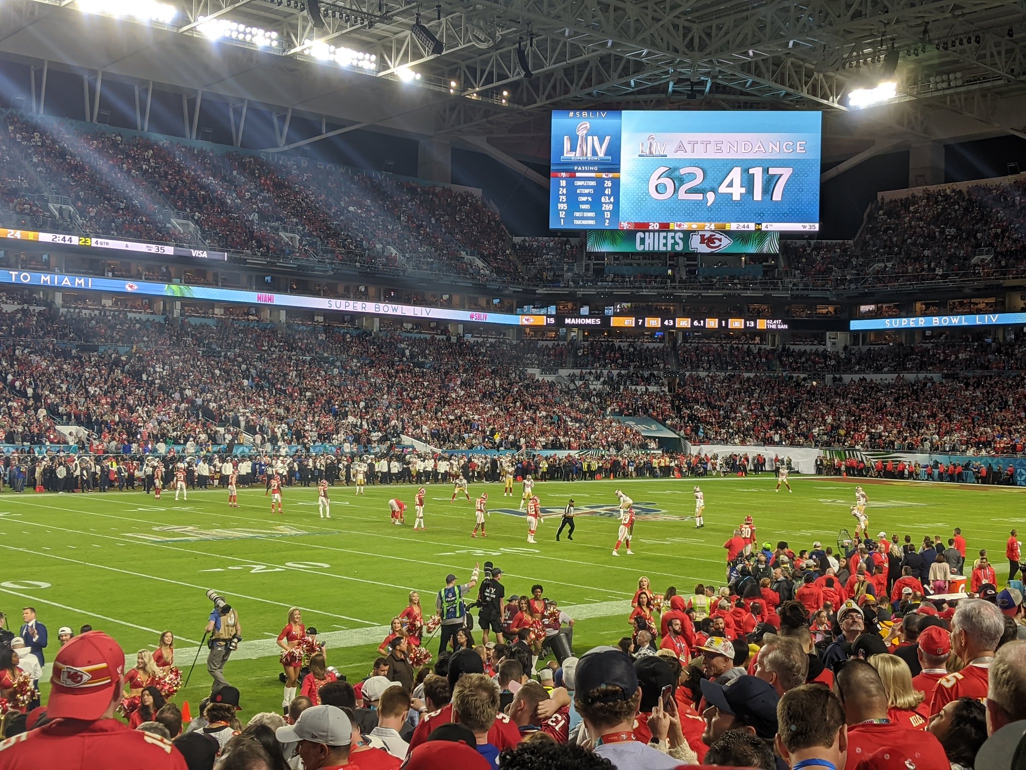 An image from Super Bowl 54 between the San Francisco 49ers and the Kansas City Chiefs. The two teams will face off in the upcoming Super Bowl.