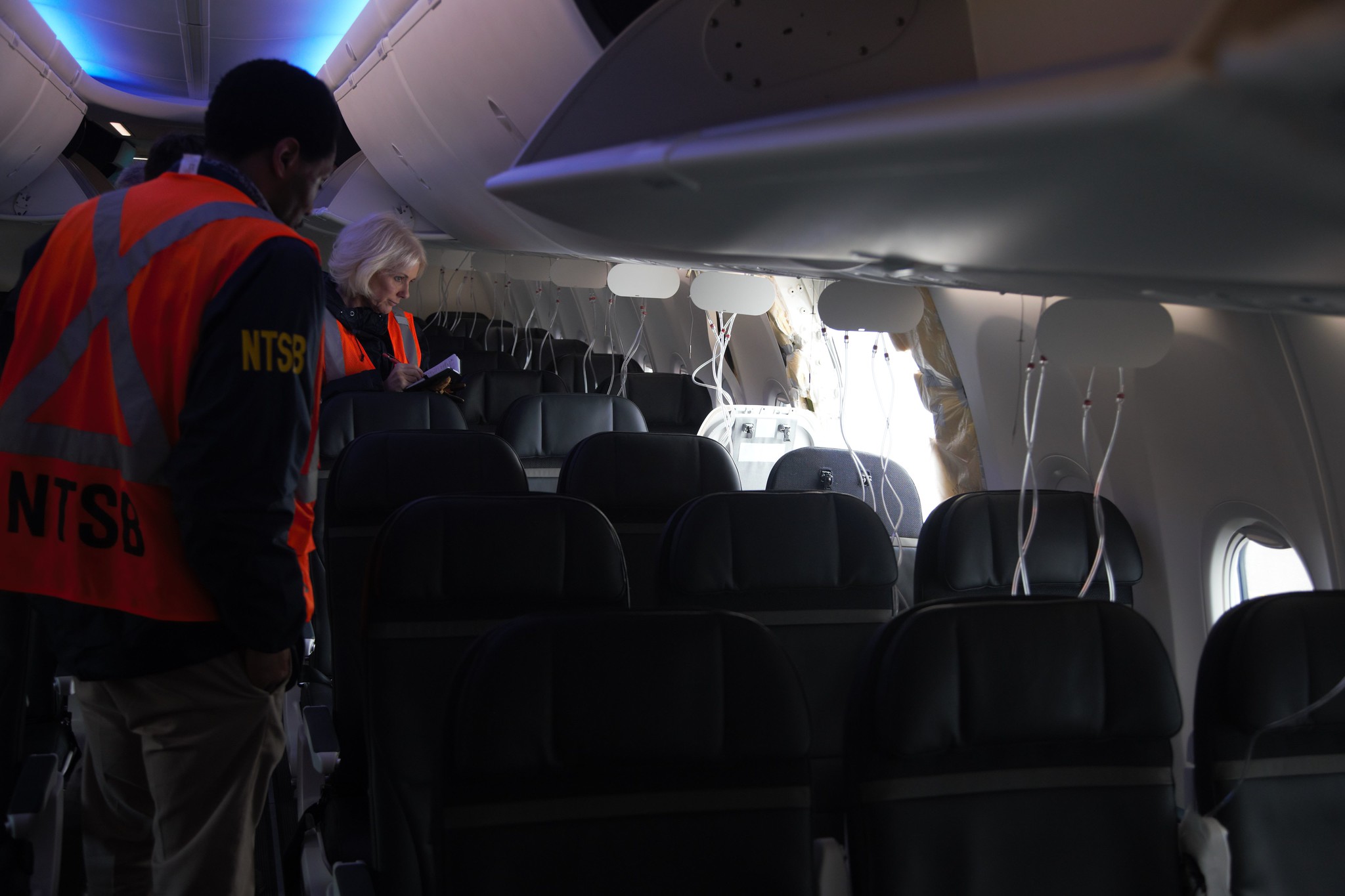 Image from the NTSB investigation of the Jan. 5 accident involving Alaska Airlines Flight 1282 on a Boeing 737 Max 9.