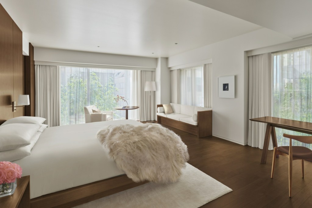 A guest room at The Tokyo Edition, Ginza, a hotel that opened in December 2023