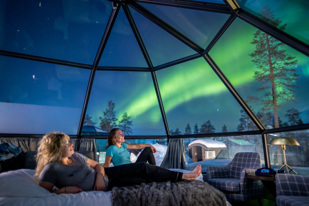 A luxury stay view of the Northern Lights.
