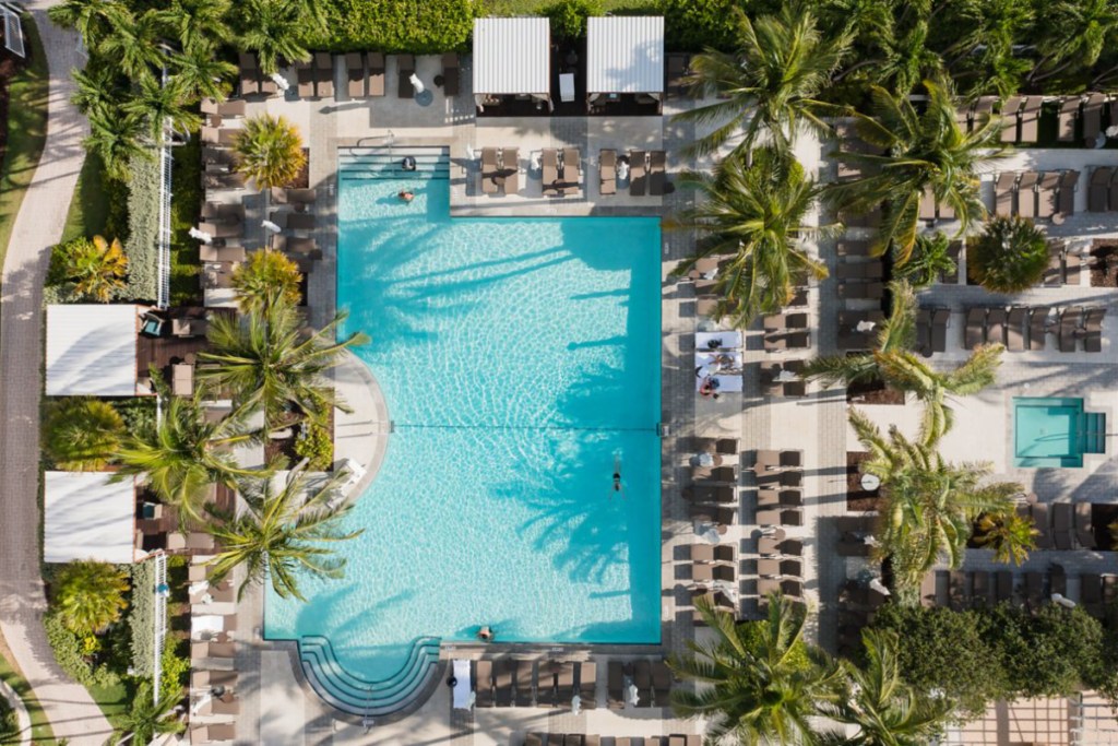 overhead aerial shot of north pool of ritz-carlton key biscayne resort in miami source gencom