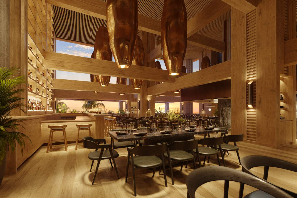A photo illustration of the upcoming Katsuya dining area at Westfield Century City in Los Angeles that Sam Nazarian’s SBE is building. Source: SBE.