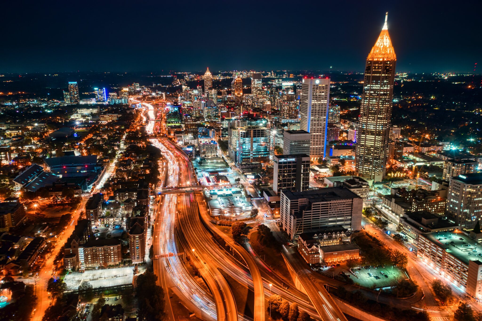 The Atlanta skyline at night