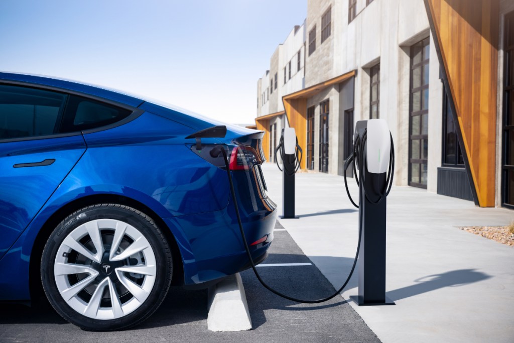 An EV charger shown at the Cambria Nashville Airport Choice Hotels International