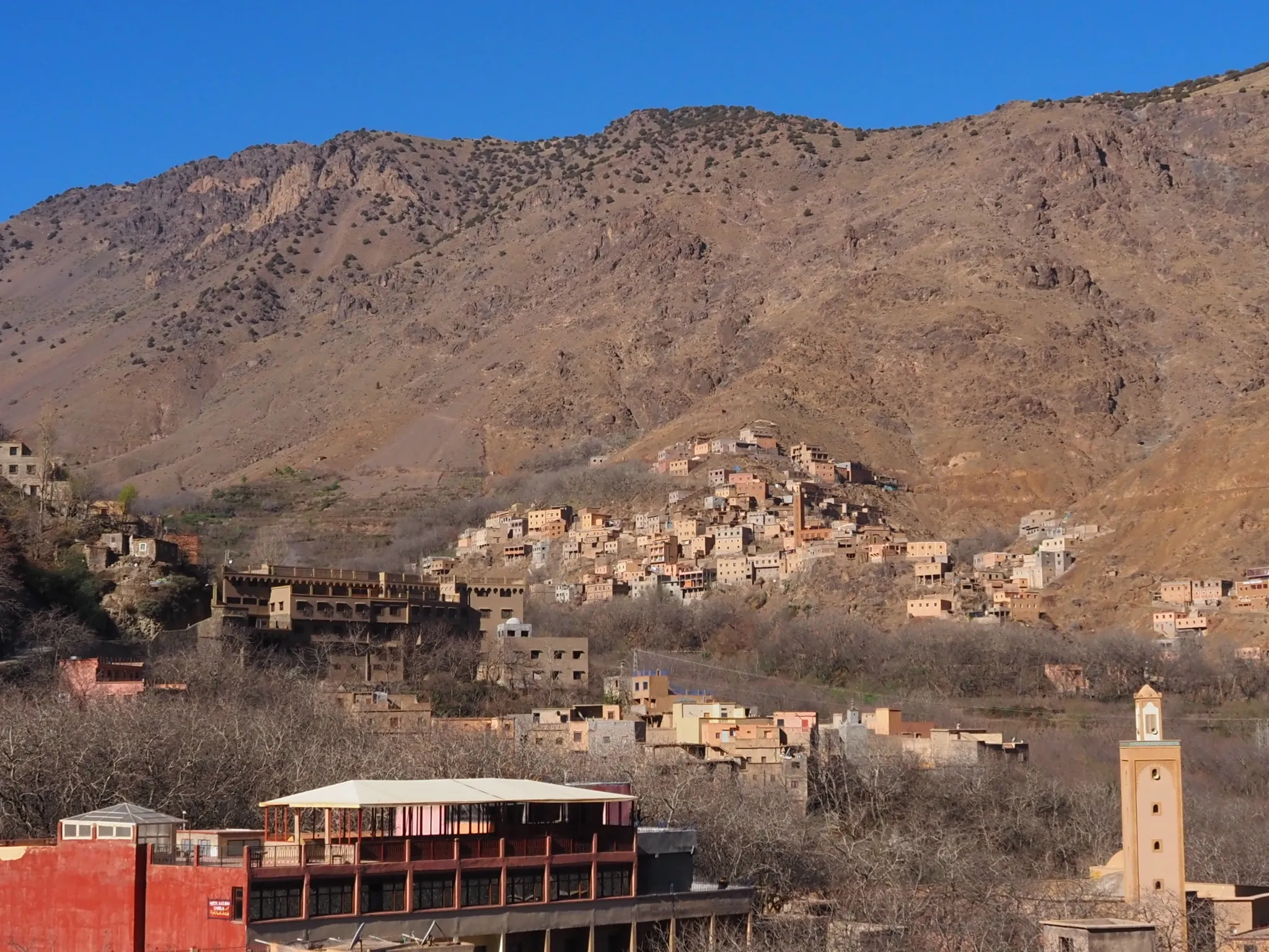 A view of the Atlas Mountains from the village of View from the village of Imlil in Morocco in February 2024. 