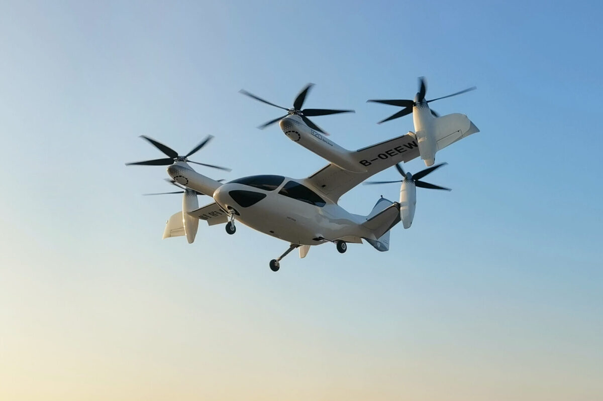 Pictured: The flying taxi by TCab Tech during a test flight.
