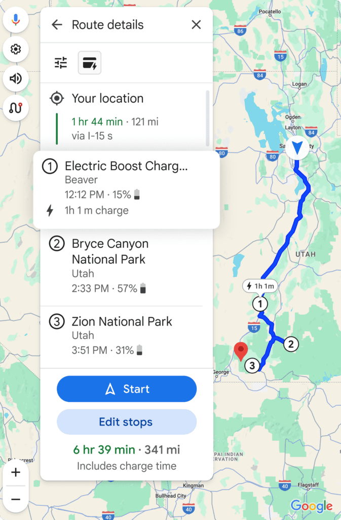 google map travel directions
