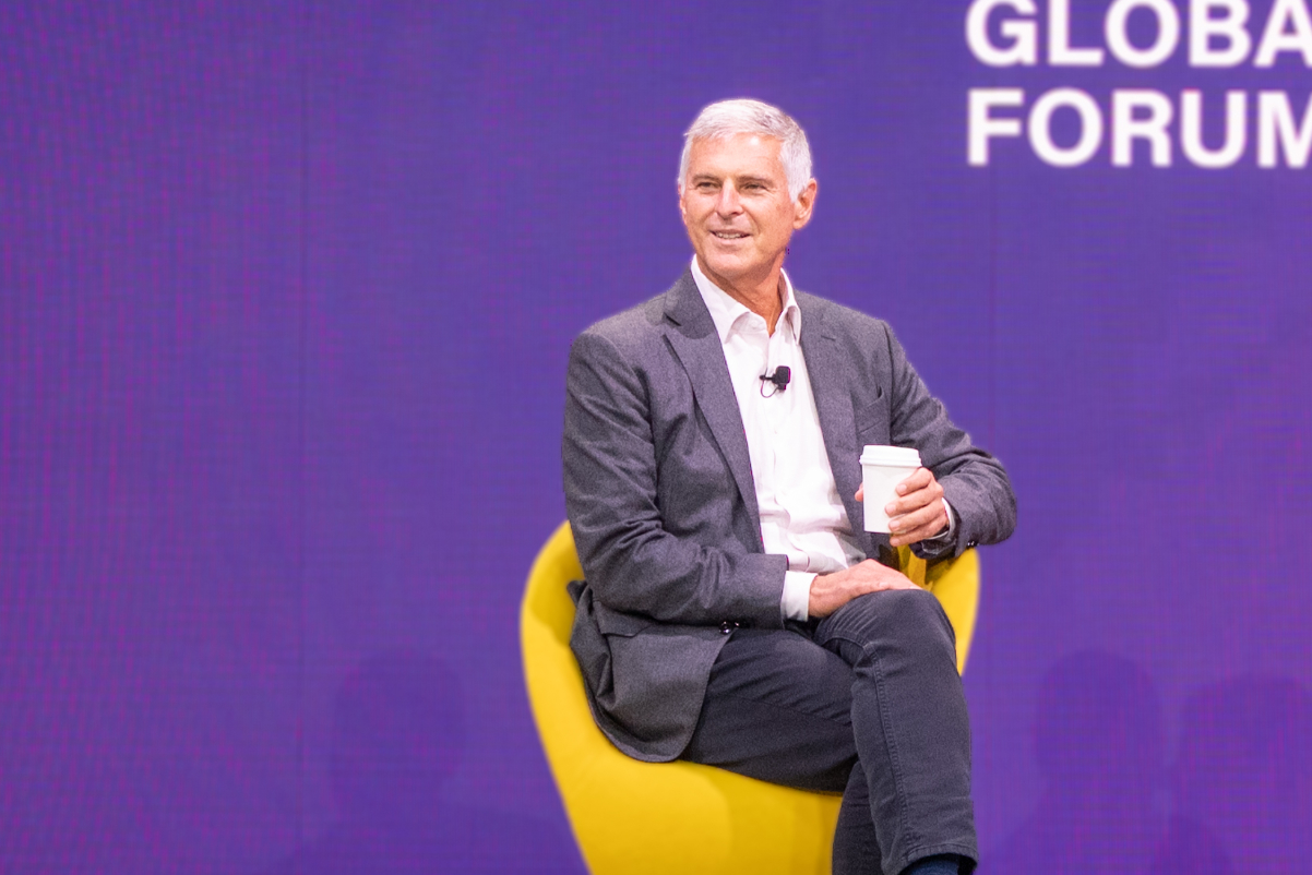 Christopher Nassetta, president and CEO of Hilton Worldwide, spoke on-stage in New York City in September 2023 at Skift Global Forum. Source: Skift.