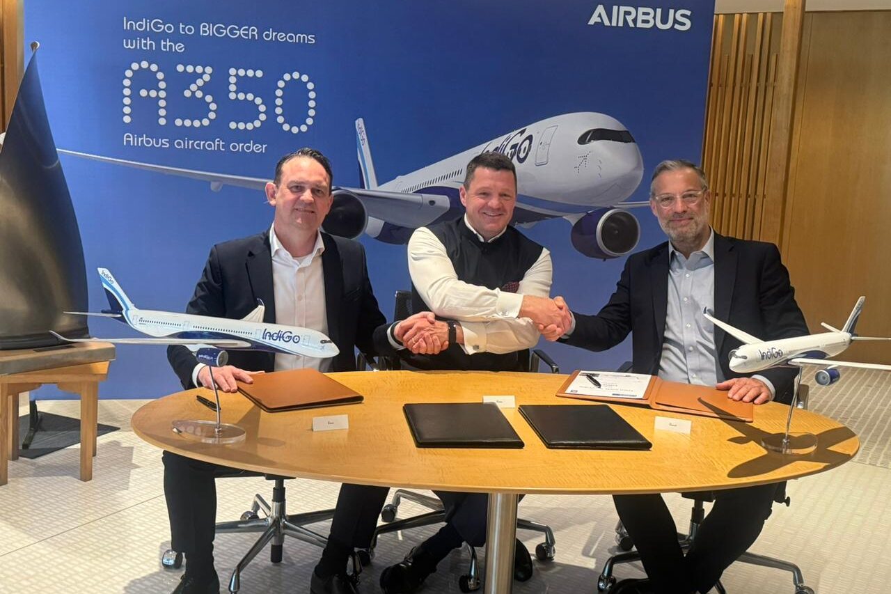 IndiGo CEO Pieter Elbers places first-ever order for widebody aircraft with 30 Airbus A350s.
