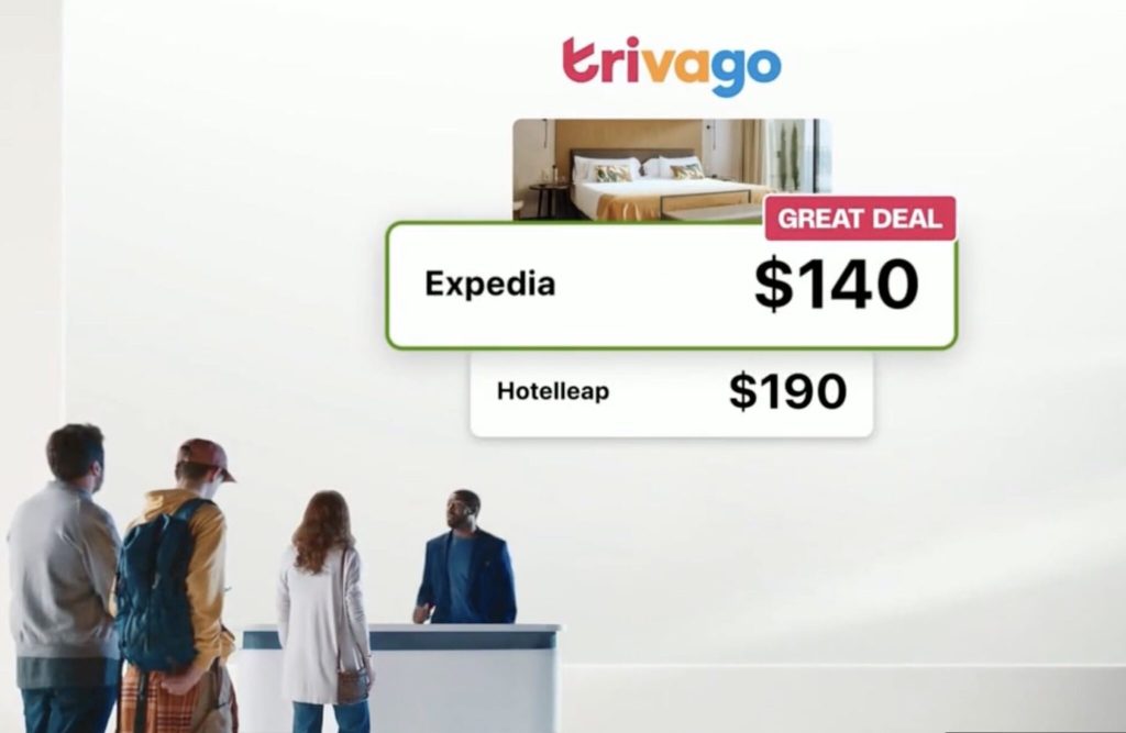 Hotel guests view the savings they can find on Trivago.