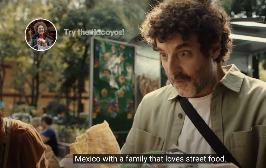 As part of a Tripadvisor video about Mexico, a dad is shown eating food.