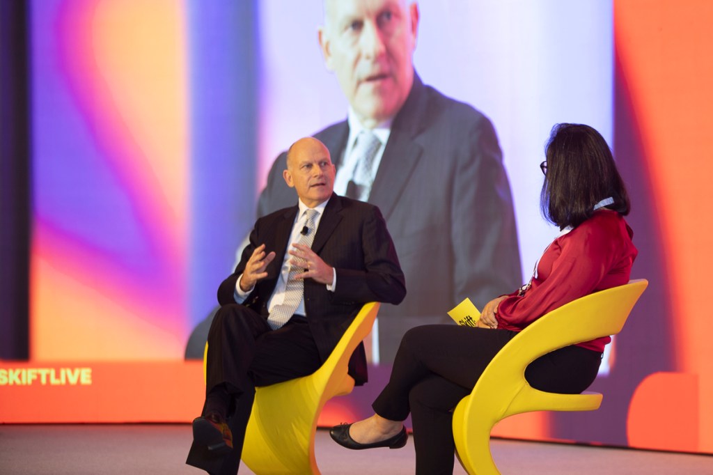 Last year, the airline placed an order for 470 new aircraft with Boeing and Airbus. (Image: Air India CEO Campbell Wilson at Skift India Summit 2024)