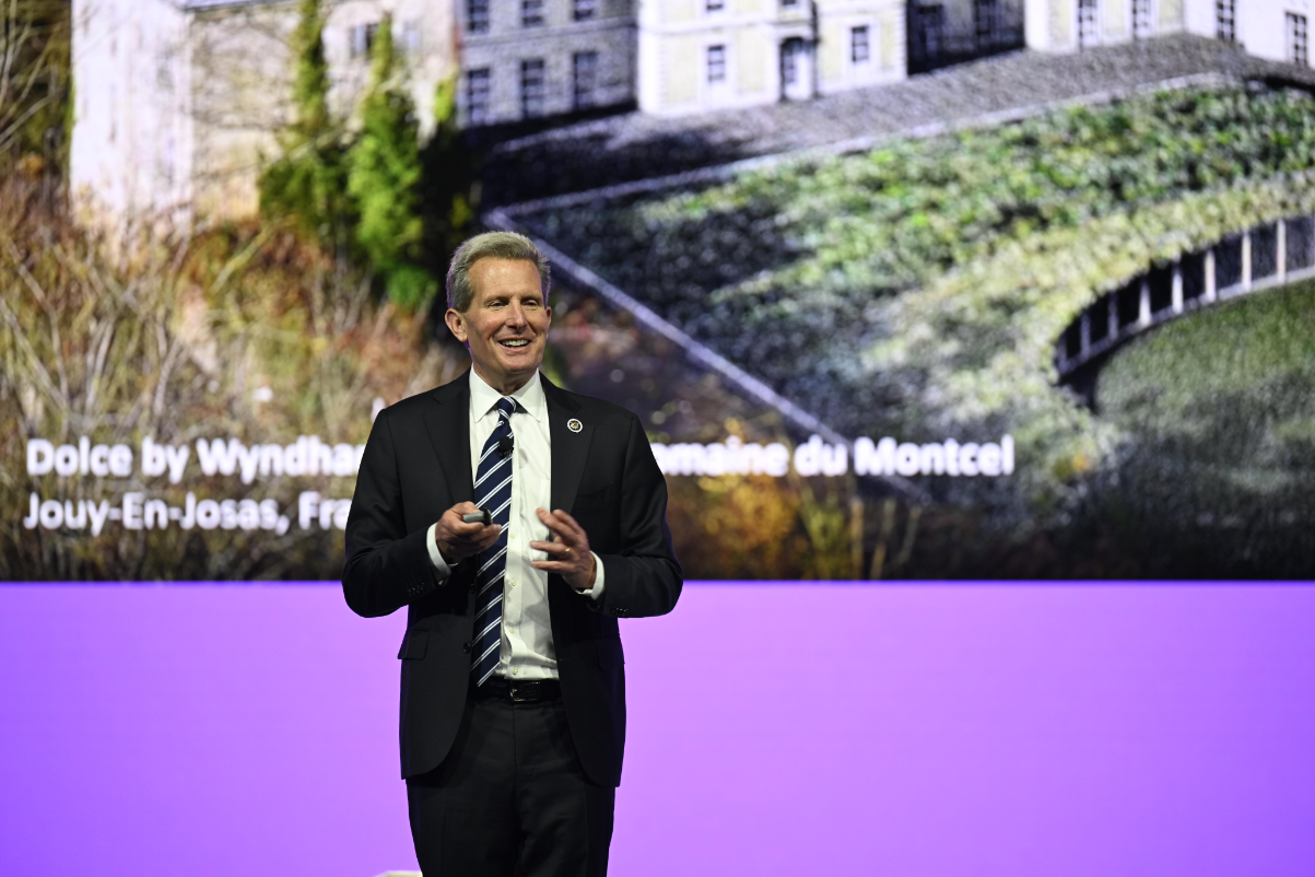 Geoffrey Ballotti, president and CEO of Wyndham Worldwide, speaking at the New York University International Hospitality Industry Investment Conference in June 2024.